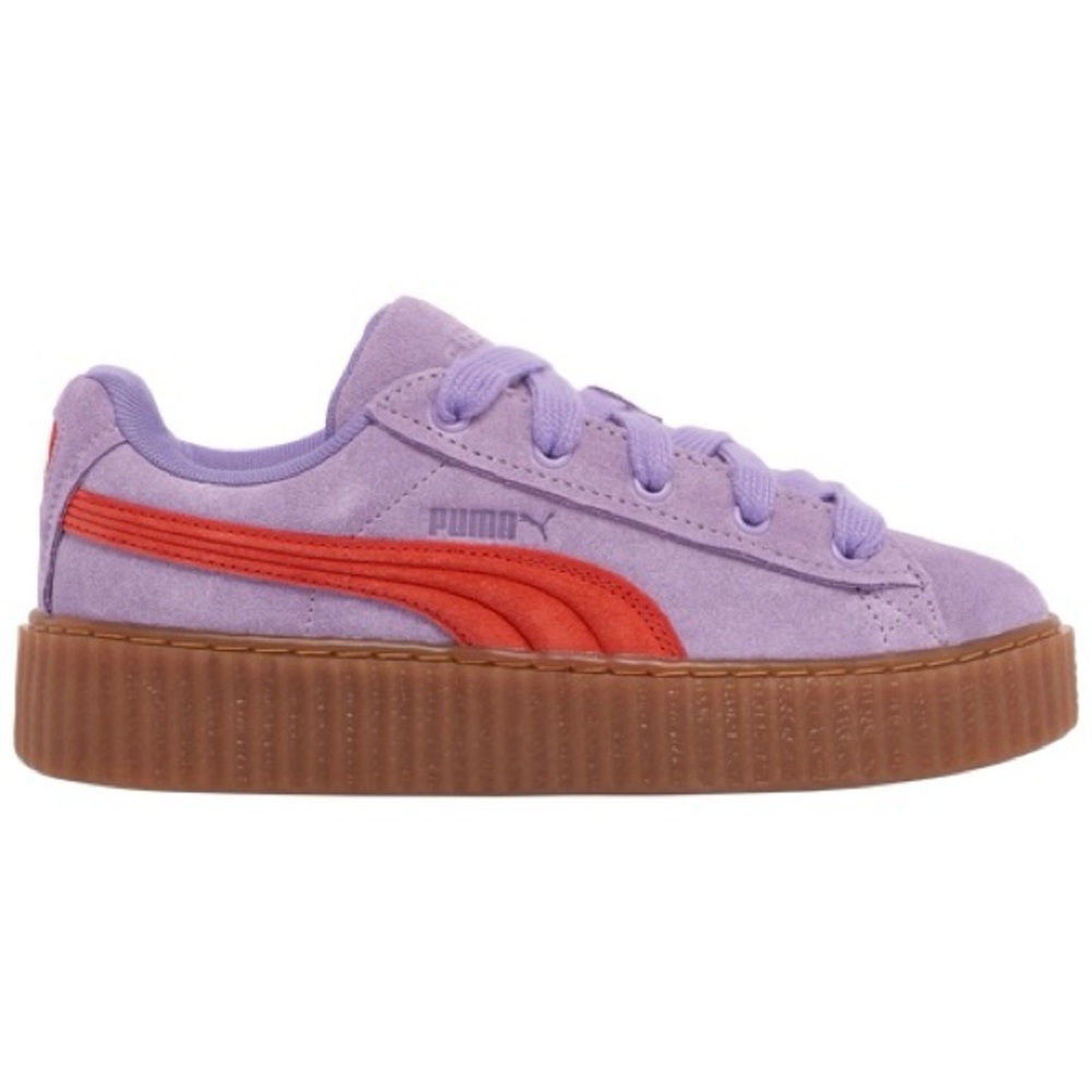 Fenty Puma Creeper Phatty Women's Lilac Suede Platform Sneakers with Red Accent
